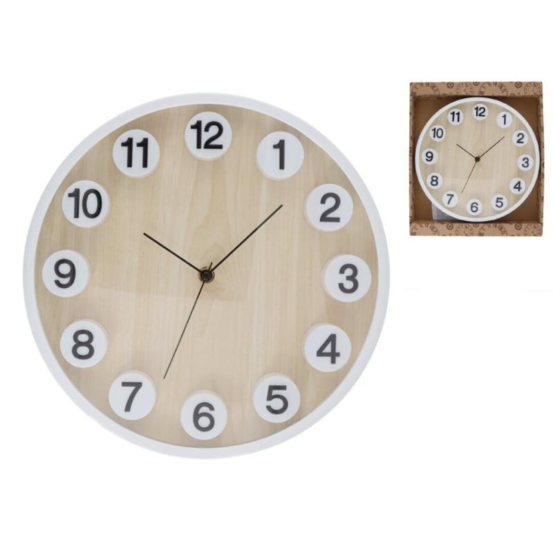 RELOJ DE PARED MADERA NUMERO 3D HAKIN 30 CM
