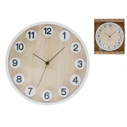 RELOJ DE PARED MADERA NUMERO 3D HAKIN 30 CM