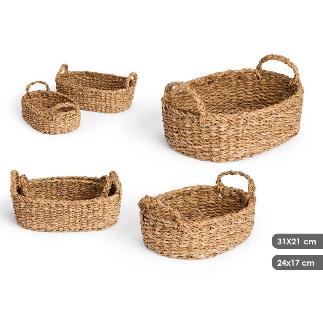 SET 2 CESTOS OVALADOS ASAS 31X21 CM