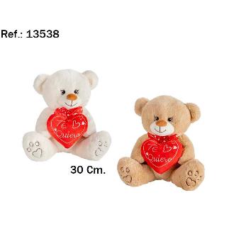 OSO CORAZON TE QUIERO CONTORNO 30 CM 2 COLORES