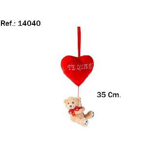 CORAZON OSO COLGANTE TE QUIERO 35CM.