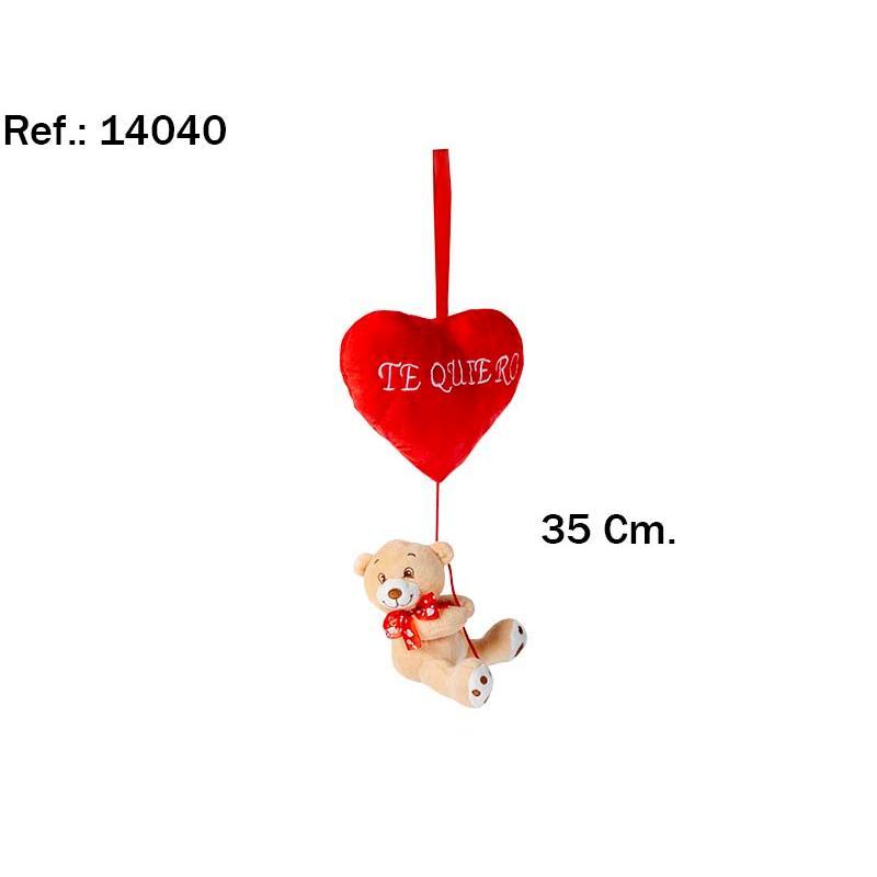 CORAZON OSO COLGANTE TE QUIERO 35CM.