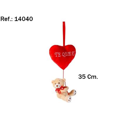 CORAZON OSO COLGANTE TE QUIERO 35CM.