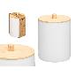 BOTE PLASTICO TAPA BAMBU BLANCO