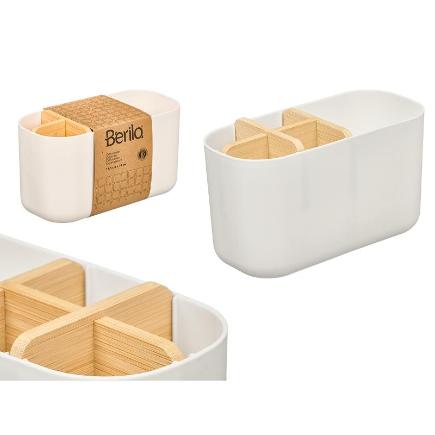 ORGANIZADOR PLASTICO BAMBU 5 HUECOS BLANCO