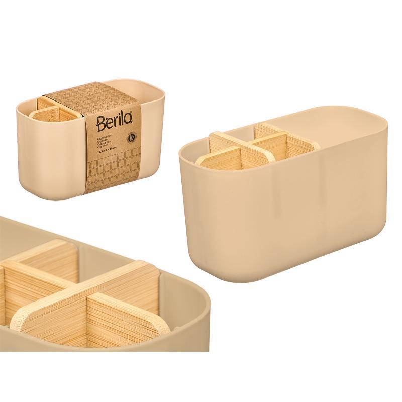 ORGANIZADOR PLASTICO BAMBU 5 HUECOS BEIGE