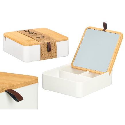 ORGANIZADOR PLASTICO ESPEJO BAMBU BLANCO