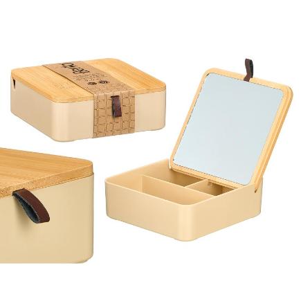 ORGANIZADOR PLASTICO ESPEJO BAMBU BEIGE