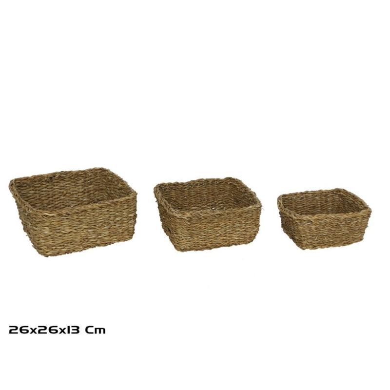 CESTAS X3 KAISA CUADRADA ALGA MARINA 26X26X12 CM