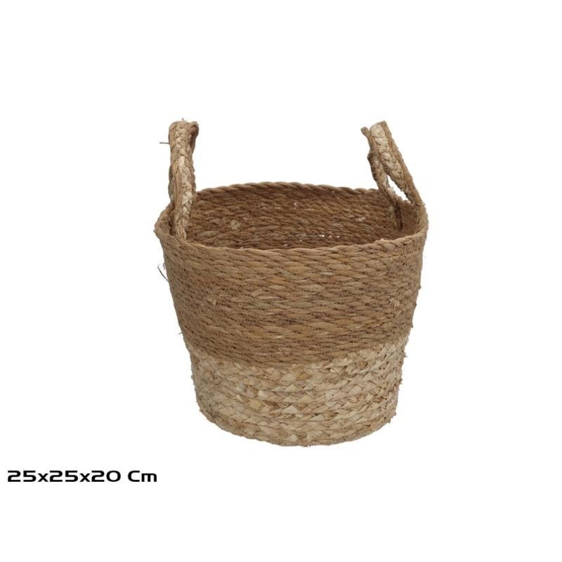 CESTA CON ASAS KALA ALGA MARINA/HOJA MAIZ 25X30 CM