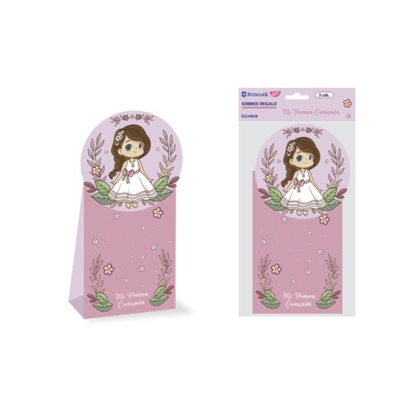 PRIMERA COMUNION PACK 3 SOBRES REGALO NIÑA