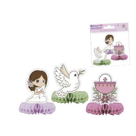 PRIMERA COMUNION ADORNOS SOBREMESA PACK 3 UDS NIÑA