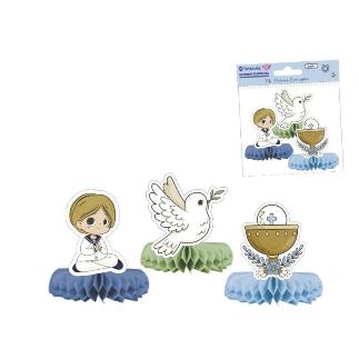 PRIMERA COMUNION ADORNOS SOBREMESA PACK 3 UDS NIÑO