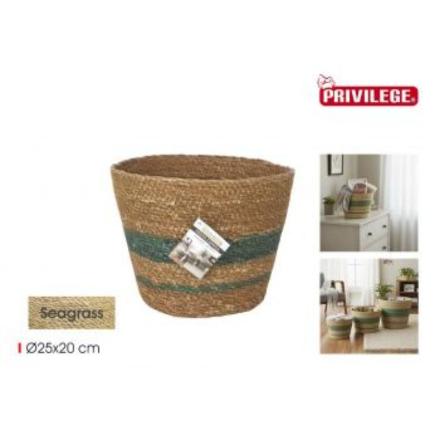 CESTA ALMACENA CONICA SEAGRASS 25CM PRIVILEGE