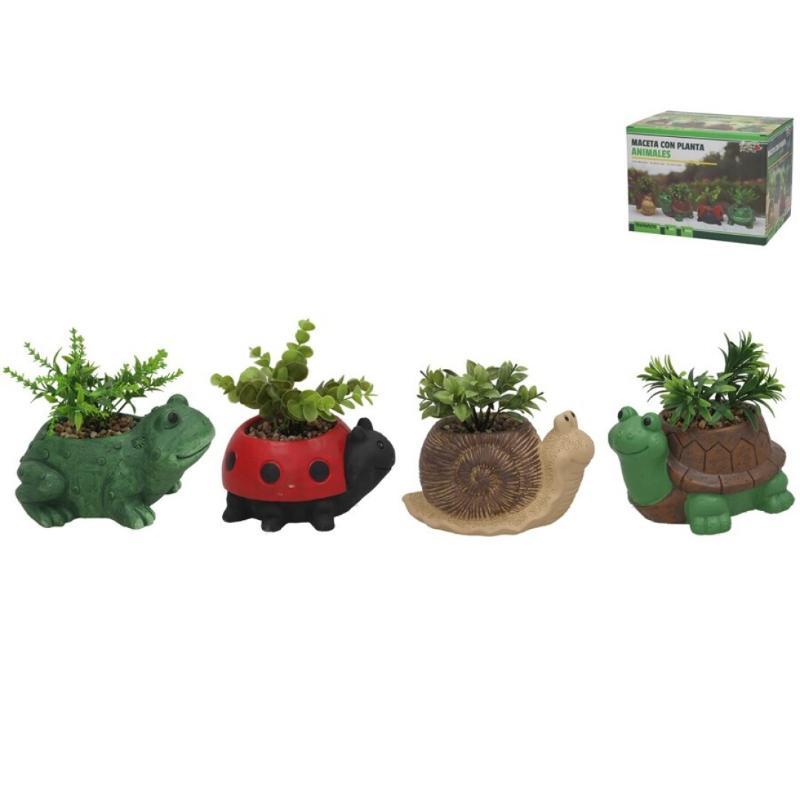 ANIMALES 4 SURT MACETA C/PLANTA 19X14X9/16 CM