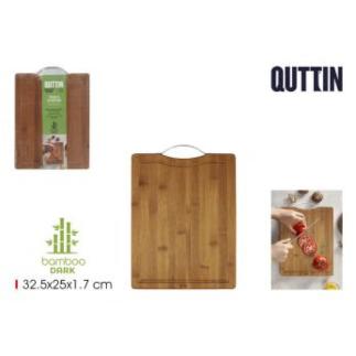 TABLA CORTAR BAMBU DARK C/ASA 32.5 CM QUTTIN