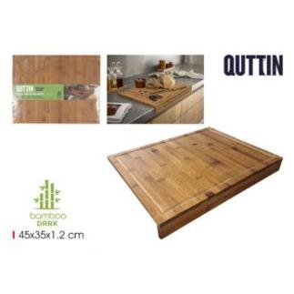 TABLA CORTAR BAMBU DARK BORDE 45X35 QUTTIN