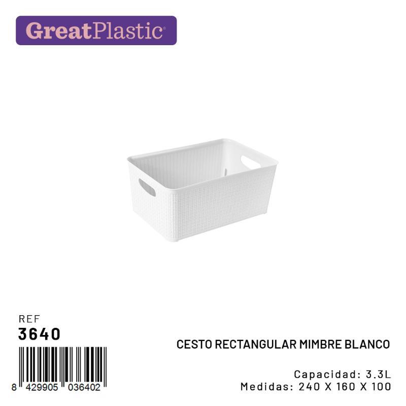 CESTO RECTANGULAR MIMBRE BLANCO 3.3 L