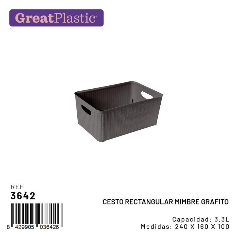 CESTO RECTANGULAR MIMBRE GRAFITO 3.3 L