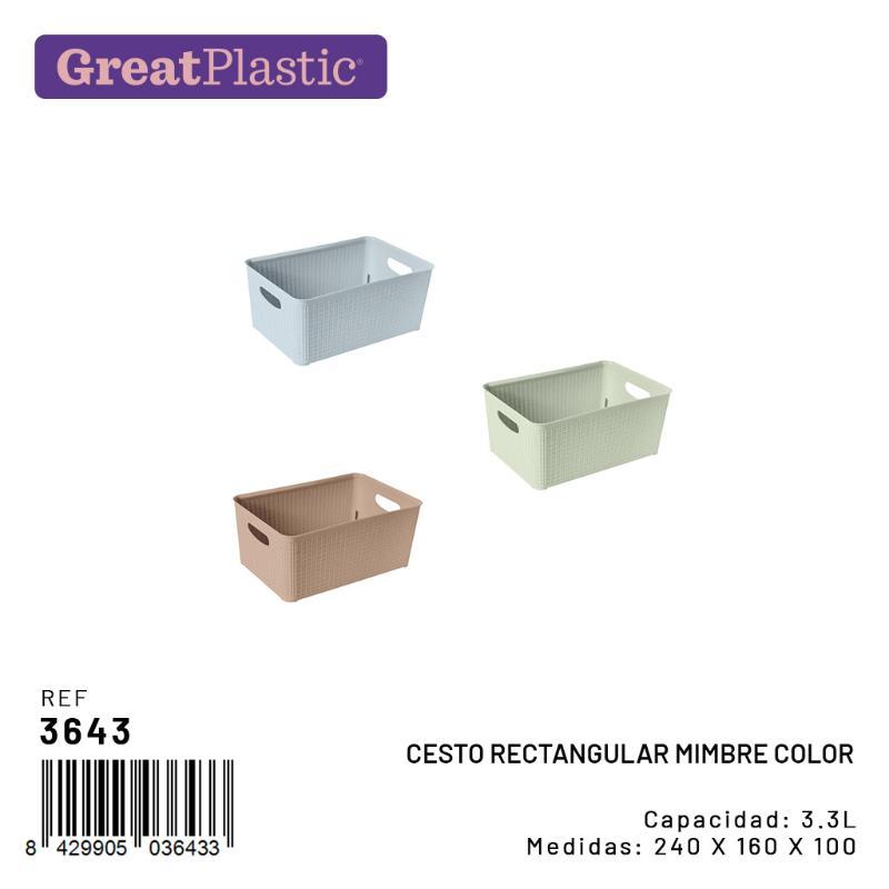 CESTO RECTANGULAR MIMBRE COLOR  3.3 L