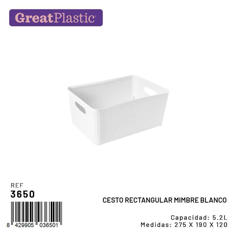 CESTO RECTANGULAR MIMBRE BLANCO 5.2 L