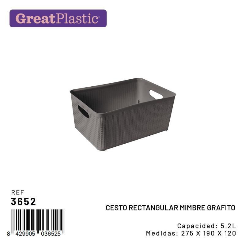 CESTO RECTANGULAR MIMBRE GRAFITO 5.2 L