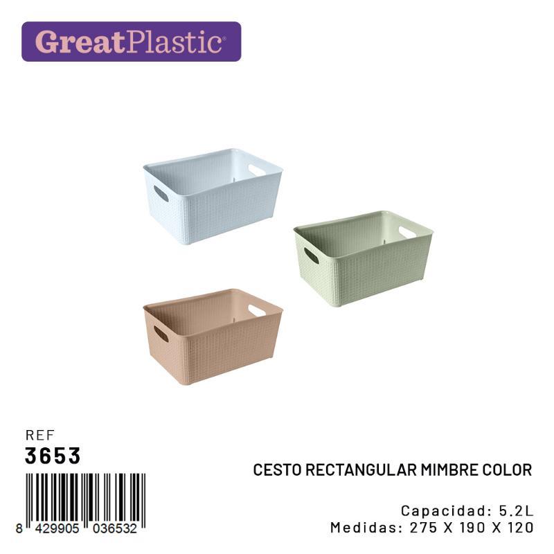 CESTO RECTANGULAR MIMBRE COLOR 5.2 L