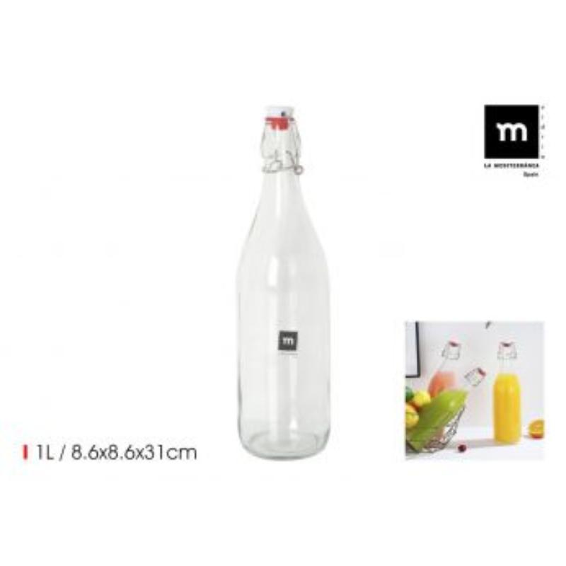 BOTELLA VIDRIO TRANSPARENTE 1L LA MEDITERRANEA