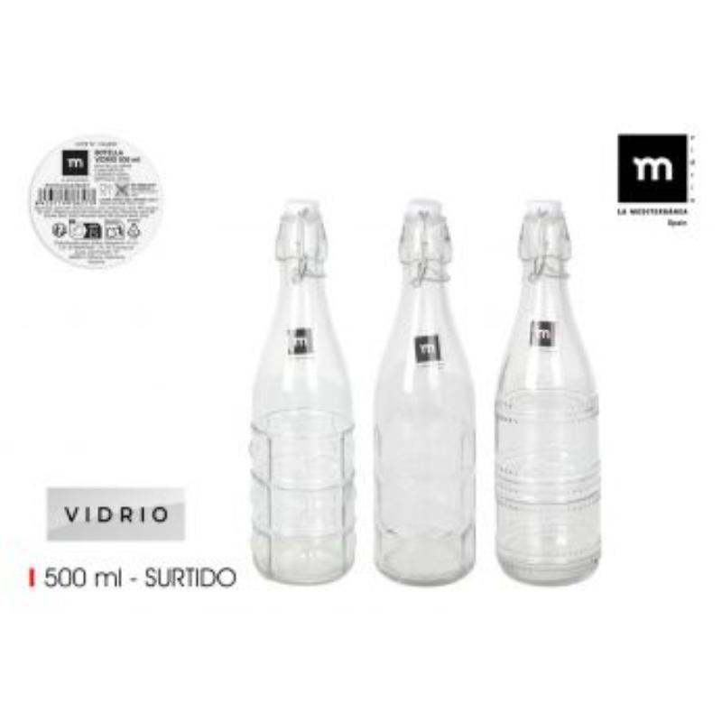 BOTELLA TRANSP C/TAPON HERMETIC 500 LA MEDITERRANEA