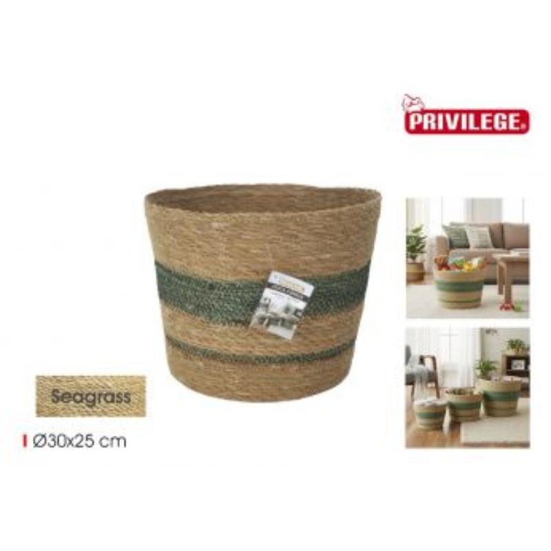 CESTA ALMACENA.CONICA SEAGRASS 30 CM PRIVILEGE