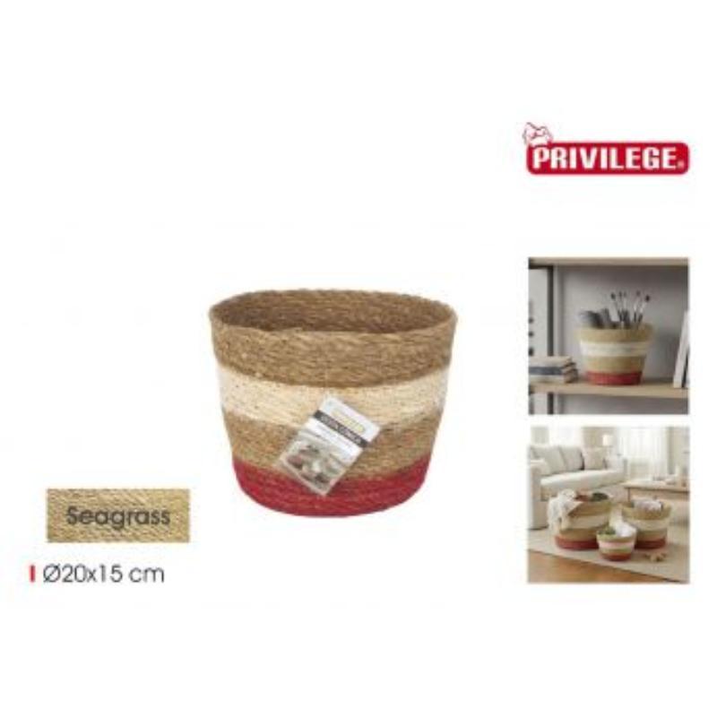 CESTA ALMACENA.CONICA SEAGRASS 20 CM PRIVILEGE