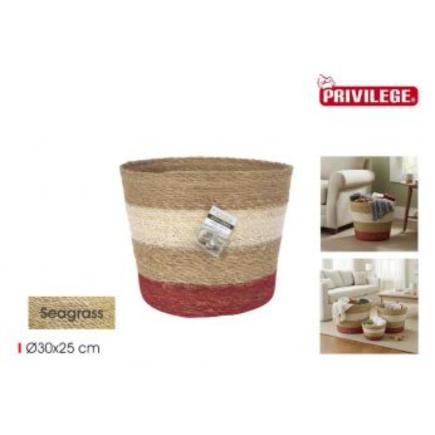 CESTA ALMACENA CONICA SEAGRASS 30 CM PRIVILEGE