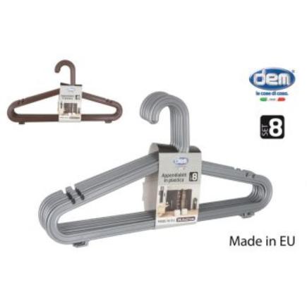 SET 8 PERCHAS PLASTICO GRIS/MARRON MENG