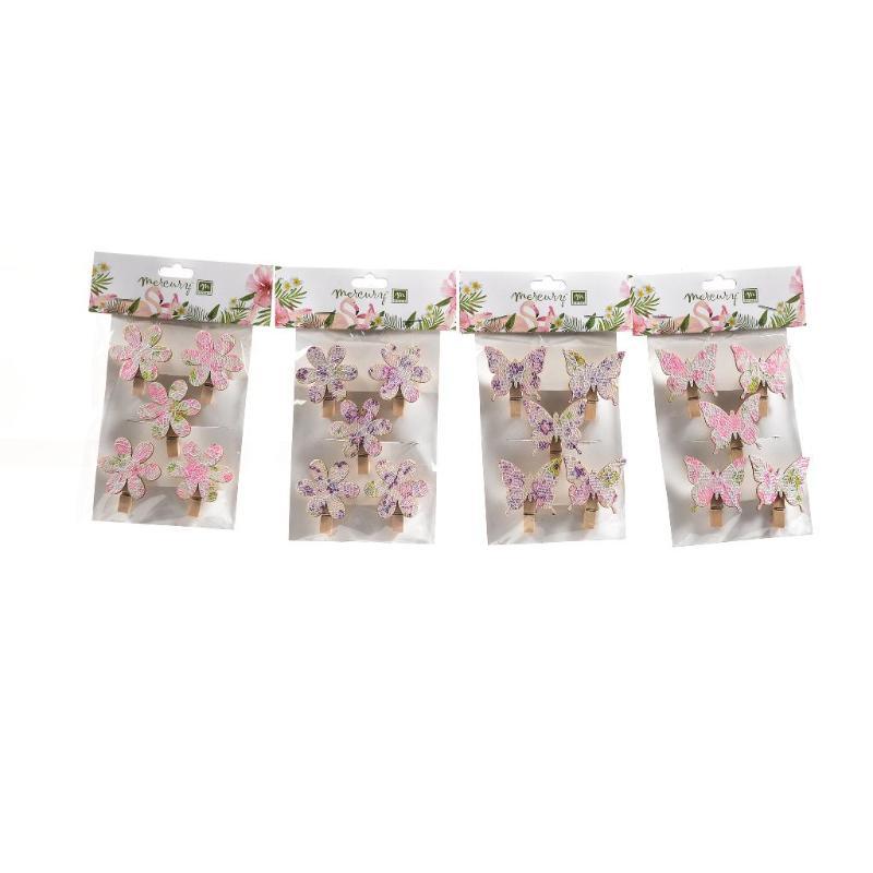 SET 5 PINZAS DE MADERA SURTIDAS 4X4.5 CM