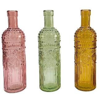 BOTELLA CON BOCA ESTRECHA D6.5 H25 CM 3 MIX COL