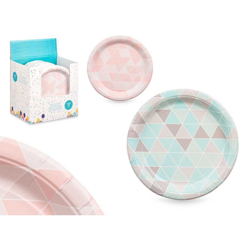 SET 6 PLATOS PAPEL 22 CM ROMBOS SURT 2