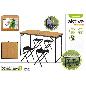 SET MESA CAMPING BAMBU 120X60X60/70 CM C/4 TABURETES