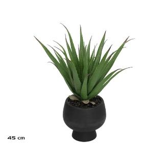 MACETA CERAMICA NEGRA ALOE 45 CM