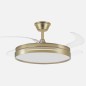 VENTILADOR TECHO DC 59W MICENAS CUERO 4 ASP.TRANP. 106DIAM. 6VEL 6980LM 3 COL
