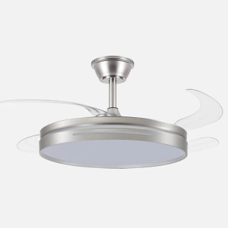 VENTILADOR DC 59W MICENAS NIQUEL 4 ASP TRANSP 106D 6 VEL 6980LM