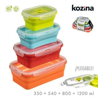 SET 4 FIAMBRERAS SILICONA COLORES PLEGABLE