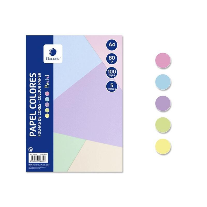 GOLDEN RESMILLERIA 10 COLORES PASTEL A4 100H 80 G
