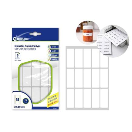 ETIQUETAS ADHESIVAS BLANCAS 20X50 MM - 5 HOJAS