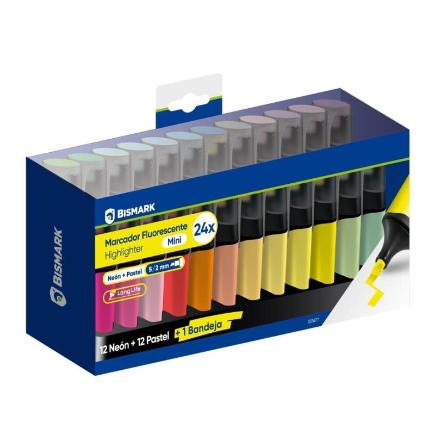 MINI MARCADOR FLUORESCENTE LONG-LIFE 24 COLORES