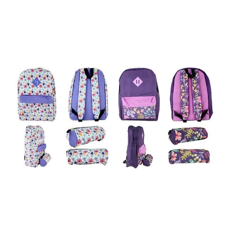 MOCHILA FLORAL CON PORTATODO