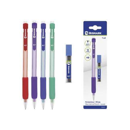 PORTAMINAS CON GRIP BISMARK C/MINAS 0.7 MM