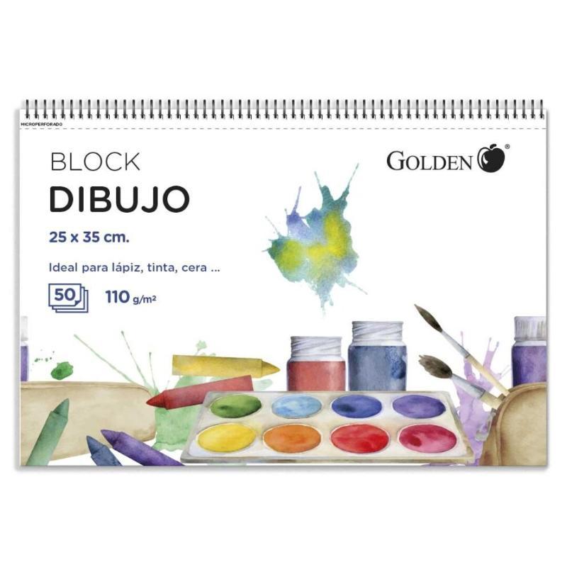 GOLDEN CUADERNO DE DIBUJO 25X35 CM 50 HOJAS 110GR