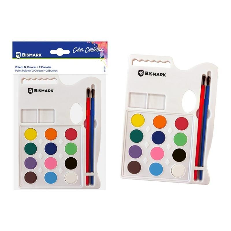 PALETA DE ACUARELAS 12 UN + 2 PINCELES