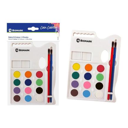 PALETA DE ACUARELAS 12 UN + 2 PINCELES