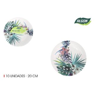 SET-10 PLATO CARTON REDONDO TRIPIC 20 CM. ALGOD